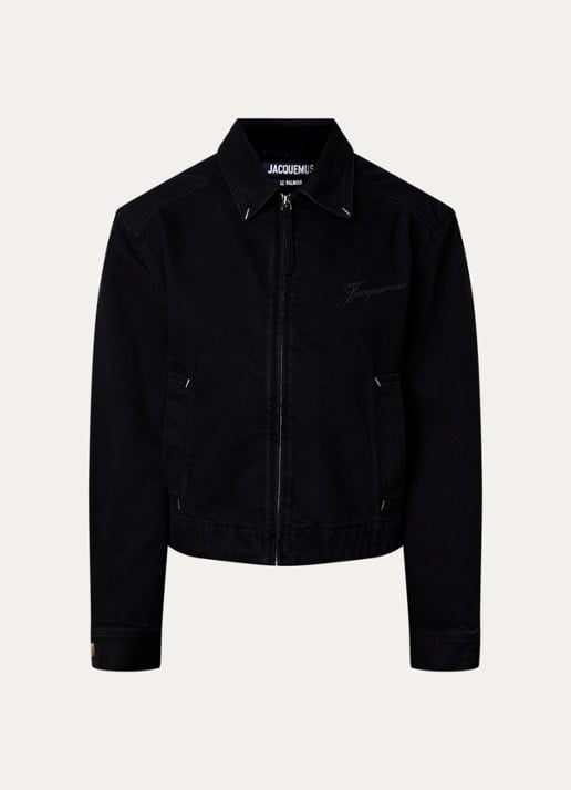 Jacquemus de-Nîmes Canevas spijkerjas met logo en steekzakken - voorkant 3 zwart