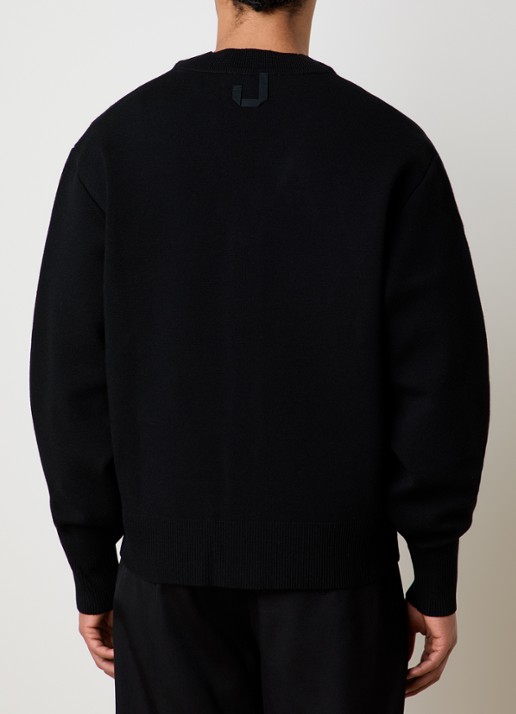 Jacquemus Fijngebreid vest in merino wolblend - achterkant zwart