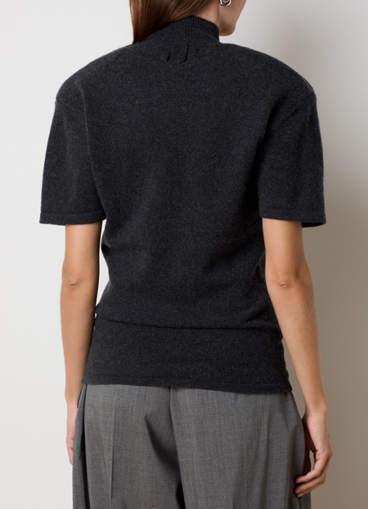 Jacquemus Fijngebreide top in wolblend met schoudervulling - achterkant donkergrijs