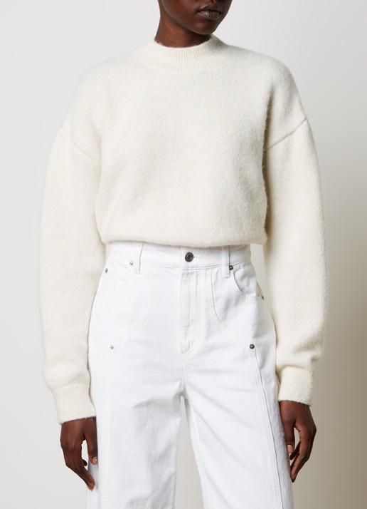 Jacquemus Fijngebreide trui in alpaca wolblend met backprint - achterkant gebroken wit