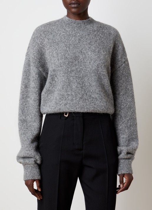 Jacquemus Fijngebreide trui in alpaca wolblend met backprint - detail 4 grijs