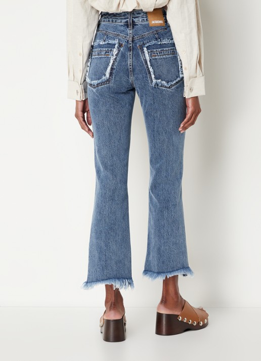 Jacquemus High waist flared fit cropped jeans met medium wassing - achterkant 6 indigo