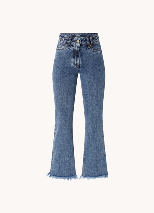 Jacquemus High waist flared fit cropped jeans met medium wassing - voorkant indigo