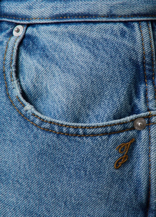 Jacquemus High waist wide fit jeans met medium wassing - detail 6 indigo