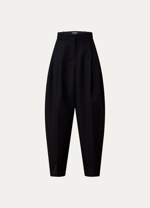 Jacquemus High waist wide fit pantalon met steekzakken - voorkant zwart