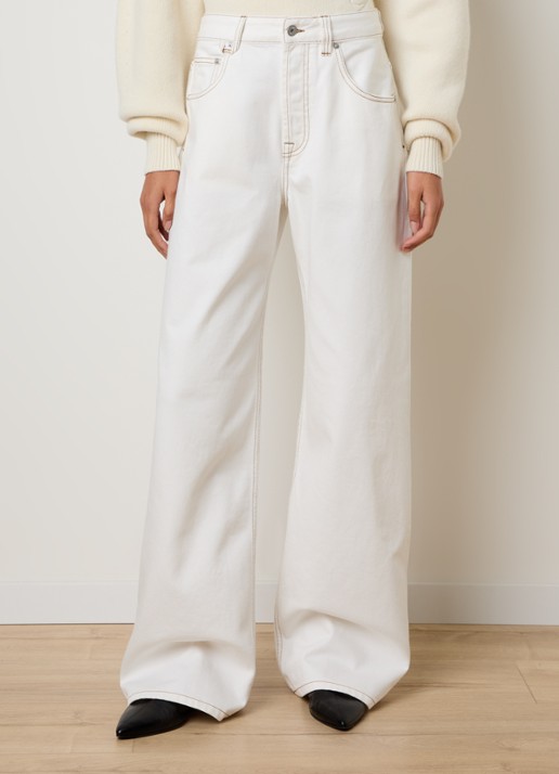 Jacquemus High waist wide leg jeans met gekleurde wassing - detail 4 gebroken wit