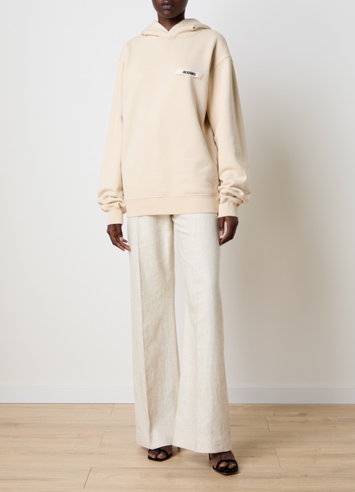 Jacquemus Hoodie met logo - voorkant 6 beige