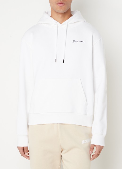 Jacquemus Hoodie van  katoen met logoborduring - detail 2 wit