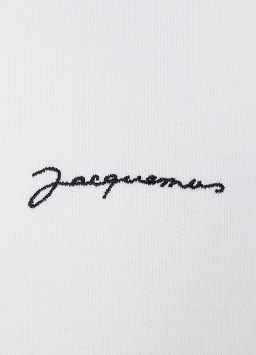 Jacquemus Hoodie van  katoen met logoborduring - detail 4 wit