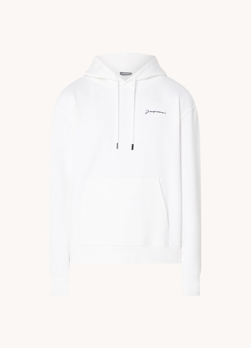 Jacquemus Hoodie van  katoen met logoborduring - voorkant 5 wit