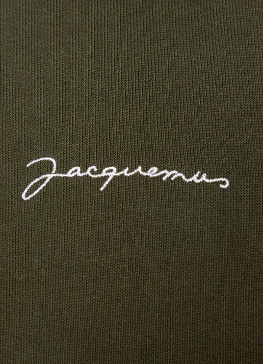Jacquemus Hoodie van  katoen met logoborduring - detail 3 legergroen