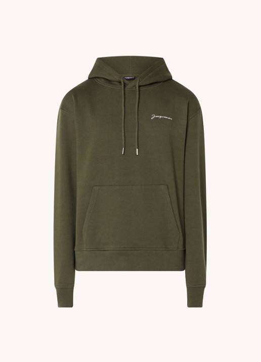 Jacquemus Hoodie van  katoen met logoborduring - voorkant 5 legergroen