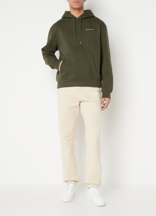 Jacquemus Hoodie van  katoen met logoborduring - voorkant 6 legergroen