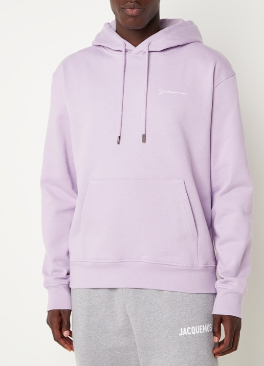 Jacquemus Hoodie van  katoen met logoborduring - detail lila