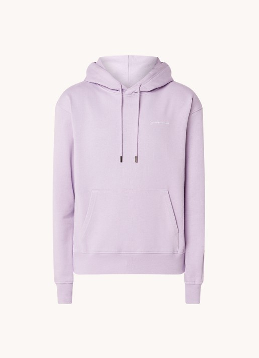 Jacquemus Hoodie van  katoen met logoborduring - voorkant 4 lila
