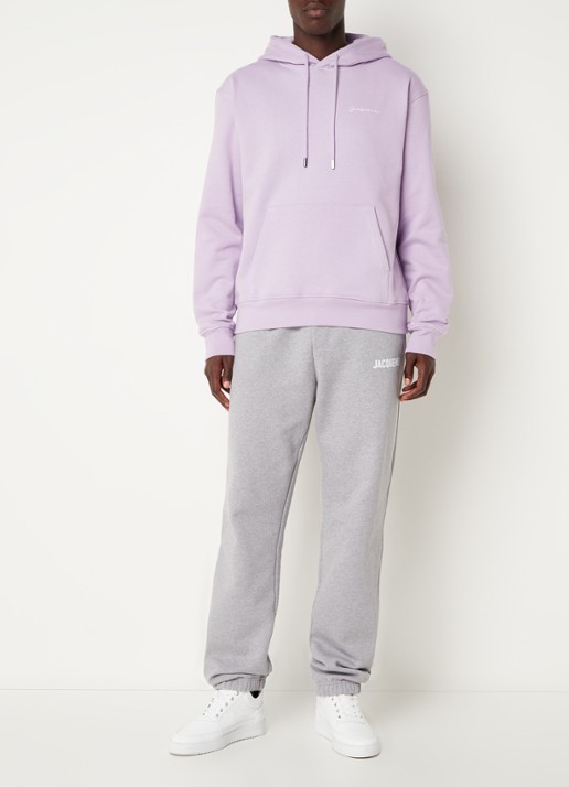 Jacquemus Hoodie van  katoen met logoborduring - voorkant 5 lila