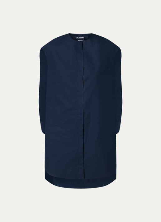 Jacquemus La Berlinglot mini blousejurk  - voorkant donkerblauw