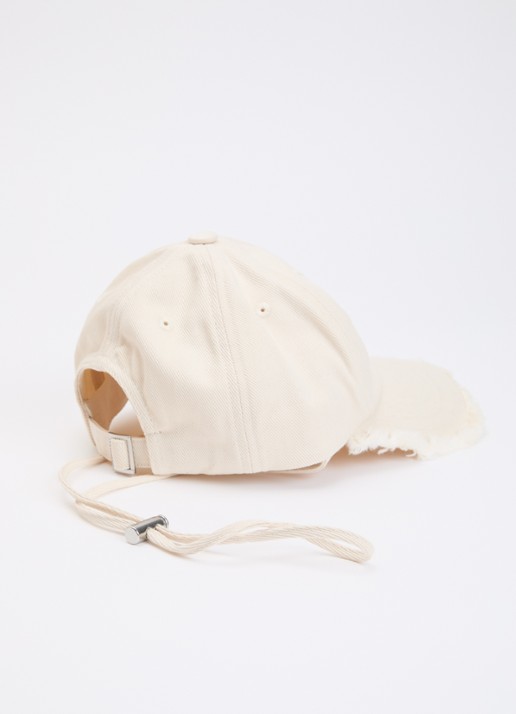 Jacquemus La Casquette Artichaut pet met logo - detail gebroken wit