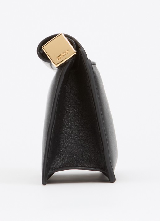Jacquemus La Petite Rond Carré clutch van lamsleer - detail 3 zwart