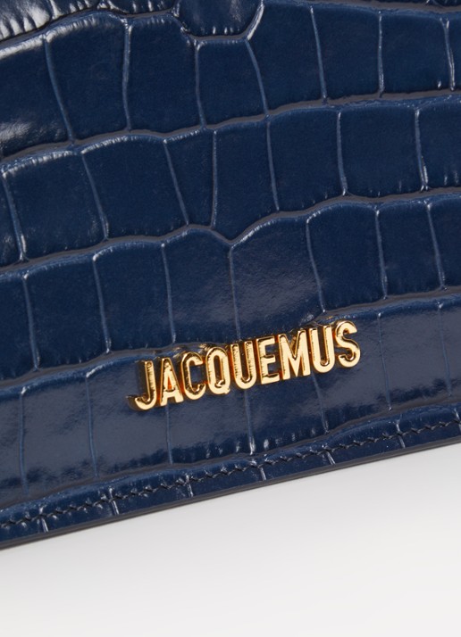 Jacquemus La Petite Rond Carré clutch van leer met crocostructuur - detail 5 donkerblauw