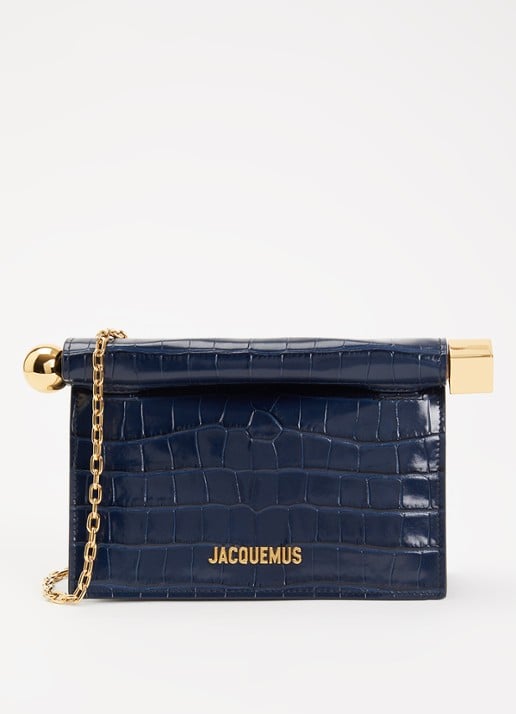 Jacquemus La Petite Rond Carré clutch van leer met crocostructuur