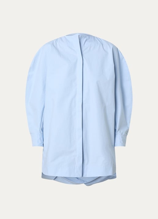 Jacquemus La Pittore oversized blouse met split - voorkant 4 lichtblauw
