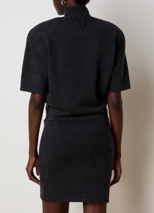 Jacquemus La Robe mini jurk in wolblend met schoudervulling - detail 4 donkergrijs