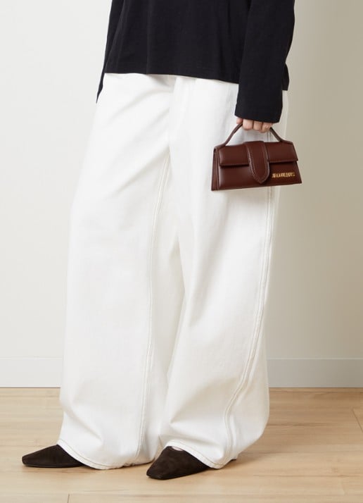 Jacquemus Le Bambino handtas van leer met afneembare schouderriem  - voorkant 6 bruin