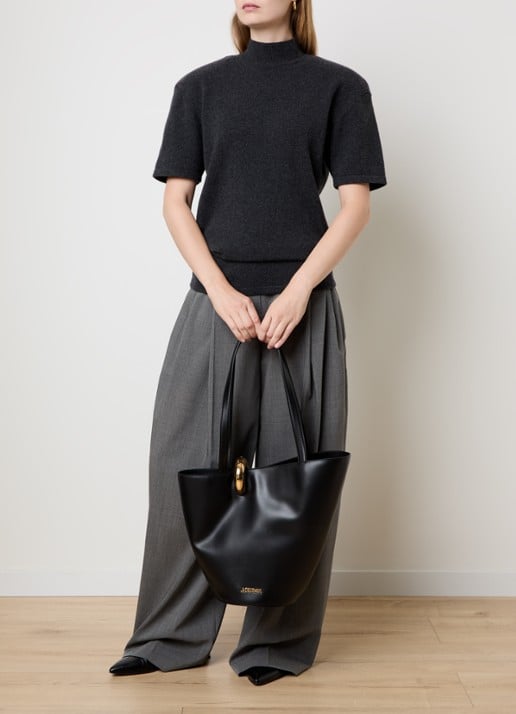 Jacquemus Le Bambola Moyen schoudertas van leer - voorkant 7 zwart