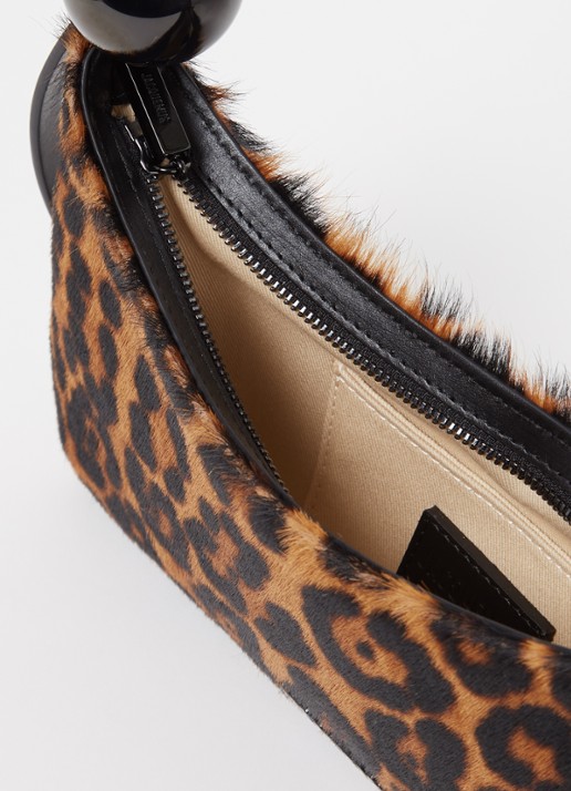 Jacquemus Le Bisou Perle schoudertas van leer met dierenprint en structuur - detail 4 bruin