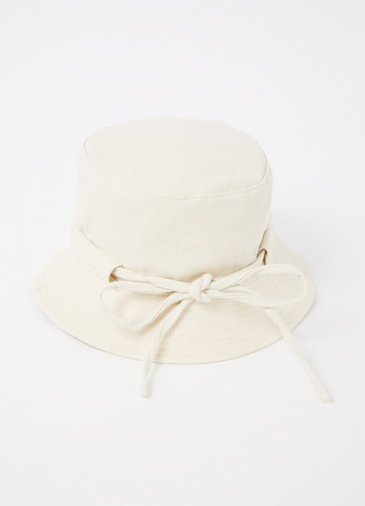 Jacquemus Le Bob Gadjo bucket hoed van canvas - detail 2 creme