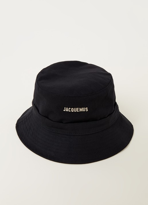 Jacquemus Le Bob Gadjo bucket hoed van canvas  - voorkant zwart