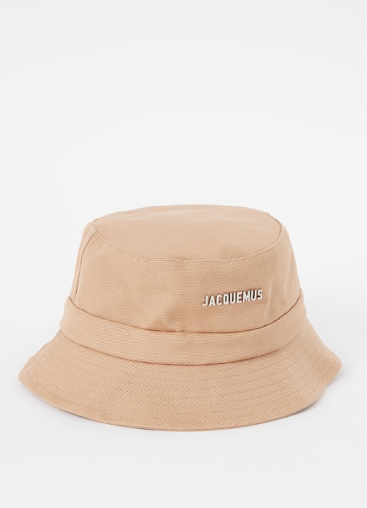 Jacquemus Le Bob Gadjo bucket hoed van canvas  - voorkant beige