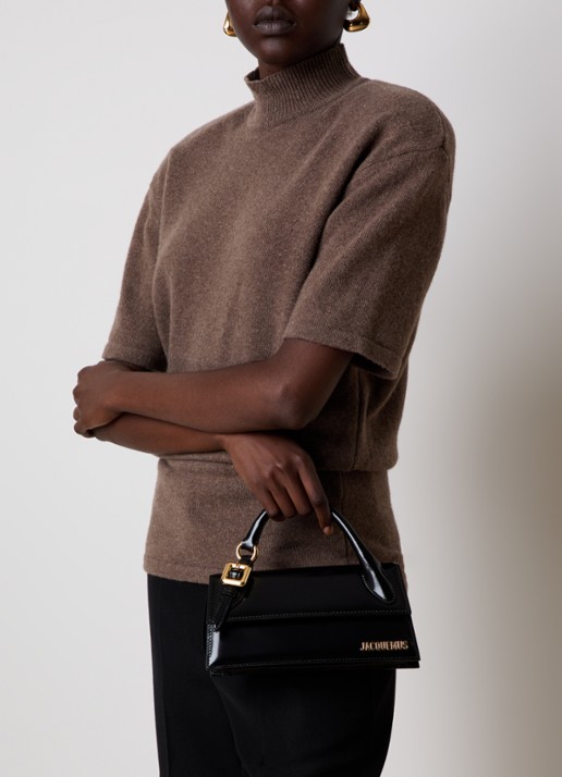 Jacquemus Le Chiquito Long handtas van kalfsleer met gespdetail - voorkant 8 zwart