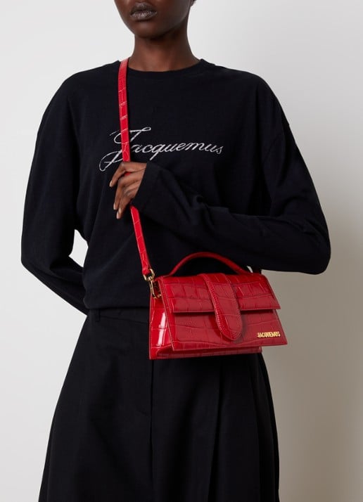 Jacquemus Le Grand Bambino handtas van kalfsleer met afneembare schouderriem  - voorkant 8 rood