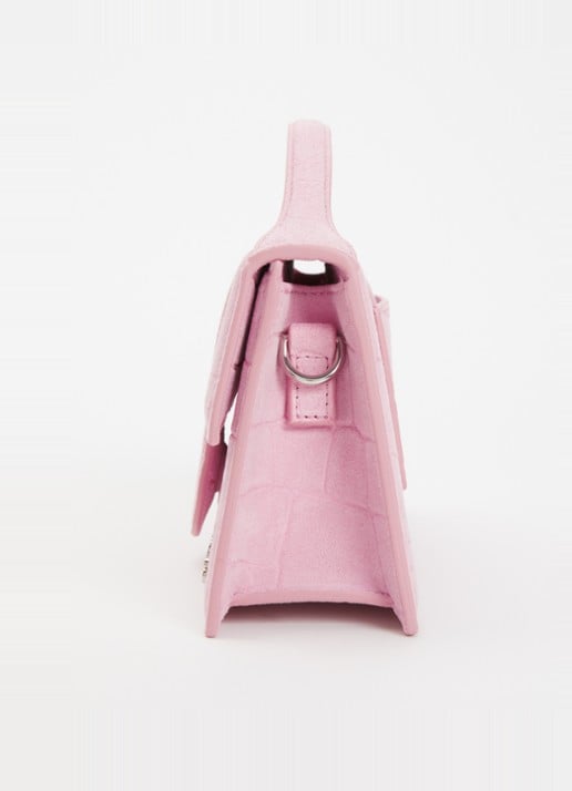 Jacquemus Le Grand Bambino handtas van kalfssuède met crocostructuur en afneembare schouderriem - detail 2 roze