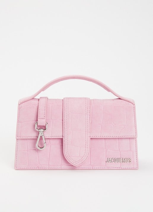 Jacquemus Le Grand Bambino handtas van kalfssuède met crocostructuur en afneembare schouderriem