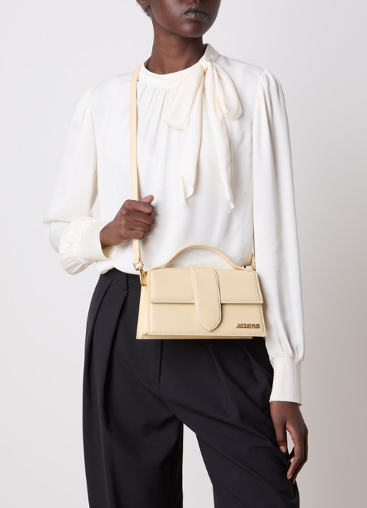 Jacquemus Le Grand Bambino handtas van leer met afneembare schouderriem - voorkant 3 ivoor