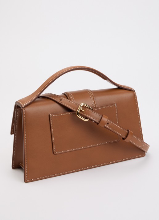 Jacquemus Le Grand Bambino handtas van leer met afneembare schouderriem - achterkant 6 cognac