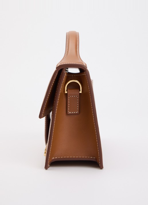 Jacquemus Le Grand Bambino handtas van leer met afneembare schouderriem - detail 3 cognac