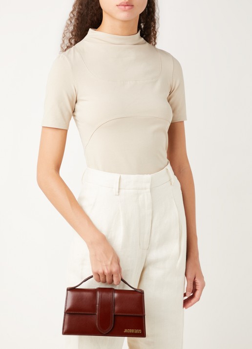 Jacquemus Le Grand Bambino handtas van leer - voorkant 6 kastanjebruin