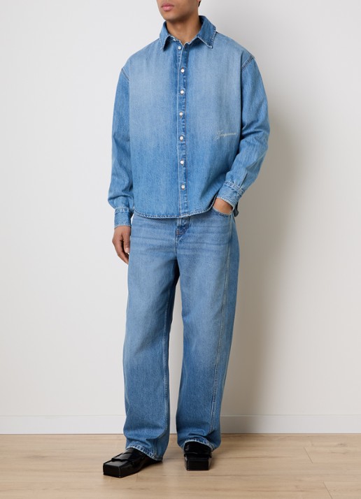 Jacquemus Le Mirada De-Nimes loose fit jeans met medium wassing - voorkant 6 indigo