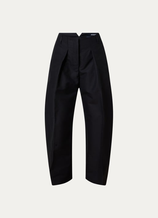 Jacquemus Le Ovalo mid waist balloon fit pantalon met steekzakken - voorkant 4 zwart