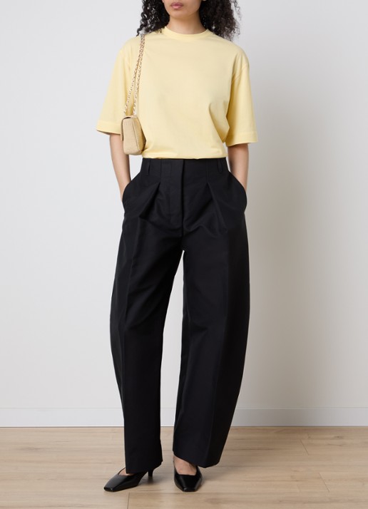 Jacquemus Le Ovalo mid waist balloon fit pantalon met steekzakken - voorkant 5 zwart