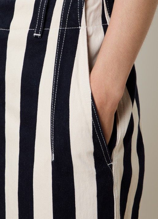 Jacquemus Le Parasol high waist loose fit jeans met streepprint - detail 5 gebroken wit