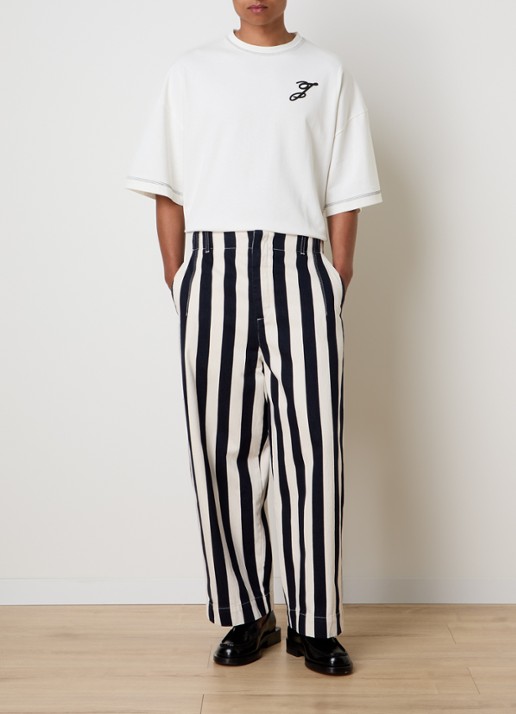 Jacquemus Le Parasol loose fit jeans met streepprint - voorkant 6 donkerblauw