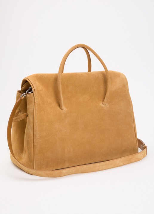 Jacquemus Le turismo shopper van kalfssuède met afneembare schouderriem - achterkant 2 camel