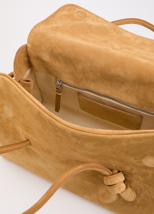 Jacquemus Le turismo shopper van kalfssuède met afneembare schouderriem - detail 3 camel