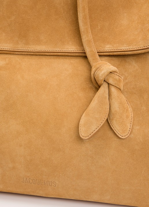 Jacquemus Le turismo shopper van kalfssuède met afneembare schouderriem - detail 5 camel