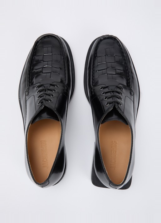 Jacquemus Les Derbies loafer van kalfsleer  - detail 2 zwart